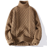 Men's Turtleneck Sweaters Pullover Solid Color Knitted Sweater Casual Pullovers Autumn Winter Warm Knitwear MartLion Khaki M 