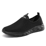 Shoes for Men Slip on Casual Breathable Mesh Outdoor Non Slip Lazy Shoes Lightweight  Men Shoes MartLion All black 40 