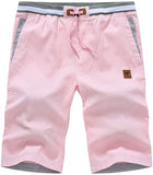 Casual Shorts Soft Sweatpants men's Breathable Clothing Twill Pants Elastic Summer Clothes Drawstring Mart Lion Pink 32 