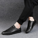 Men's Leather Shoes Hollow Out Sneakers Casual Footwear Lace Up Mart Lion   