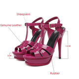 Summer Women's Sandals Design Party Solid Leather Open Toe 13CM Elegant High Heels MartLion   