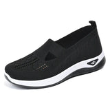 Women's Summer Shoes Mesh Breathable Sneakers Light Slip on Flat Platform Casual Ladies Anti-slip Walking MartLion black 36 