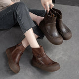 Women Winter Double Zipper Women's Boots Platform Thick Heel Motorcycle Boots Women MartLion   