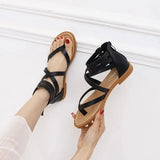 Casual Flat Rome Sandals Women Shoes Summer  Gladiator Bohemia Ladies Back Zipper MartLion   