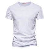 Outdoor Casual T-shirt Men's Pure Cotton Breathable Street Wear Short Sleeve Mart Lion White EU size S 