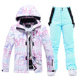 Letter Women Ski Suit Winter Windproof Waterproof Snowboard Jacket Pants Snow Walking Clothes Female Snowsuit MartLion 4 XS 