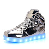 Children Glowing Sneakers Kid Luminous Sneakers for Boys Girls Led Women Colorful Sole Lighted Shoes Men's Usb Charging MartLion 032-mirror silver 41 