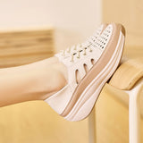 Microfiber Hollow Women sneakers Summer shoes Lady Heel Height 4.0cm Wedding loafers MartLion   