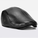 Men's outdoor leather hat winter Berets warm Ear protection cap 100% genuine dad hat Leisure MartLion   