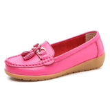 Spring Autumn Women Genuine Leather Loafers Flats Moccasins Shoes Casual Ladies Black MartLion Rosy Red 35 