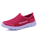 Casual Men's Shoes Summer Sneakers Breathable Mesh Footwear Running Lightweight Slip-on Sandals Zapatos De Hombre MartLion Rosy Red 36 