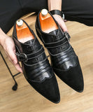 Retro Red Height-increasing Men's High Heel Shoes Pointed Toe Leather Dress Lace-up Social MartLion   