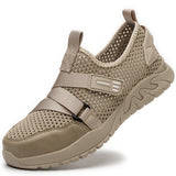 work shoes breathable safety work sneakers working summer anti-puncture men's light safe shoes MartLion C16 Khaki 35 