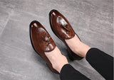 Men's Classic Tassels Loafers Microfiber Leather Casual Shoes Wedding Party Moccasins Driving Flats Mart Lion   