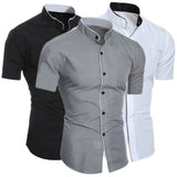 New men's solid color casual  short sleeved shirt MartLion   