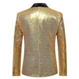 Gold Shiny Men's Jackets Sequins Stylish Dj Club Graduation Solid Suit Stage Party Wedding Outwear Clothes blazers MartLion   