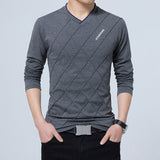 Men's T-shirt Slim Fit Crease Design Long Stylish Luxury V Neck Fitness Homme Mart Lion Dark Grey M 50-60 KG China