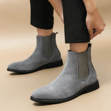 Gray Chelsea Boots Men's  Flock Cowboy Handmade MartLion   