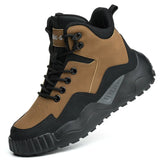 Safety protective shoes anti-smash anti-stabbing safety shoes thick-soled breathable non-slip non-tired feet work shoes MartLion 519-Brown 41 CHINA