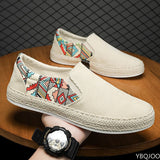 Men's Sneakers Casual Summer Low-top Corduroy Fisherma  Lazy  Slip-on Cloth  Trendy Shoes Tennis Mart Lion   