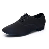 Men's Modern Dance Shoes Boys Canvas Latin Tango Ballroom Shoes Rubber Soft Sole Low Heels Dancing Black MartLion Black Suede Sole 1 38 