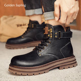 Golden Sapling Work Boots Leather Men's Casual Shoes Leather Tooling Boot Classics Punk Style Men Leisure Shoe MartLion