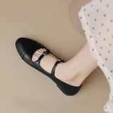 Spring Women Flats Shoes for Round Toe Chunky Heel Retro Low Heel Mary Janes Genuine Leather MartLion   