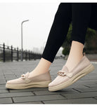 Women's Summer Footwear Slip On Chain Ballet Flats Sneakers Elegant White Nurse Ladies Loafers MartLion   