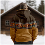  Vintage Winter Jackets Men's Bison Print Design Motorcycle Casual Long Sleeve Coats Versatile Hooded Sweatshirts MartLion - Mart Lion