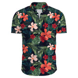 Flower Casual Men's Shirts Print With Short Sleeve For Korean Clothing Floral MartLion   