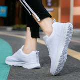 Women Casual Shoes Walking Mesh Breathable Sneakers running Sport Flat Platform White Vulcanized Mart Lion   