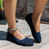 Women Round Toe Flat Shoes Solid Color Knitted Slip on Shoes Casual Breathable Ballet Flats Women Flat Shoes Loafers Women MartLion