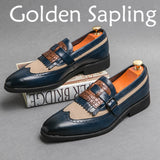 Golden Sapling Leisure Brogue Shoes Men's Genuine Leather Flats Retro Oxfords Classics Loafers Casual Party MartLion   