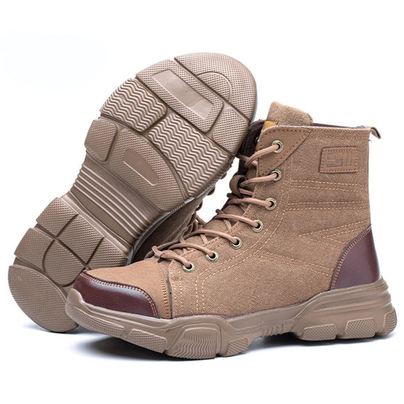 Men's Boots Safety Shoes Military Outdoor Work Steel Toe Winter Puncture Proof Work MartLion brown 41 