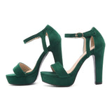 Green Beige Women Platform Sandals Super Heels Black Lady Party Nude Shoes MartLion Green 6.5 