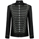 Men's Medieval Vintage Jacket Buttons Up Slim Fit King Prince Cosplay Victorian Officer Stand Collar Uniform blazers MartLion silver edges S 