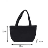 Women Men Handbags Canvas Tote bags Reusable Cotton grocery High capacity Shopping Bag MartLion Black 42x32x10cm  