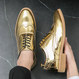 Luxury Men's Golden Bullock Shoes SUIT Casual Formal Leather Marry Dress banquet MartLion   