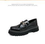 Men's Penny Shoes Spring Patent Leather Lazy Student Platform Slip-On Height Increasing Loafers MartLion   