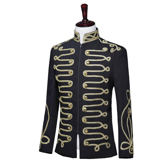 Steampunk Military Tassle Chains Prince Embroidery Medieval Jacket Coat DJ Club Wear  Rock Stars Blazer Suits Nobleman MartLion   