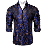 Men's Long Sleeve Black Paisley Silk Dress Shirts Casual Tuxedo Social Shirt Luxury Designer Clothing MartLion CYC-2026 S 