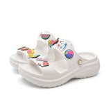 Sandals for Women Korean Wedge Platform High Heels Ladies Shoes Outdoor Beach Peep Toe Non-slip MartLion White flip-flops 37 