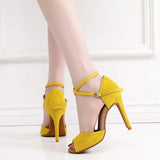 Woman Latin Ballroom Yellow Modern Leather Dance Shoes MartLion   