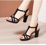 8 10 13cm Summer Thick Bottom Platform Shoes Women's Block High Heels Gladiator Sandals Office Model Party MartLion   