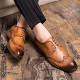 Brogue Men's Dress Shoes Elegant Microfiber Leather Formal Oxfords Mart Lion   