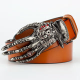 Heavy Metal Buckle Skull Hand Bone Claw Belt Ghost Hip Hop Rock Style Waistband MartLion Silver with Orange 115cm 