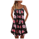 Women's Summer Casual Vest Sleeveless Bohemian Print Loose Tank Large Dress MartLion Red XL 