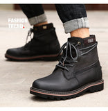 Cow Leather Boots Men's Lace Up Ankle Platform Autumn Winter Ladies Outdoor Vintage Mart Lion   