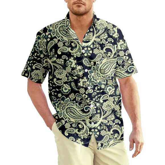 Persia  Paisley Pattern Printing Shirts Men Spiritual Totem Graphic Shirts Clothes MartLion Shirts-ZZY28545 XL 