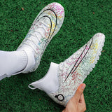  Soccer Shoes Men's Ag Tf Soccer Cleats High Ankle Football Boots Trainers Mart Lion - Mart Lion